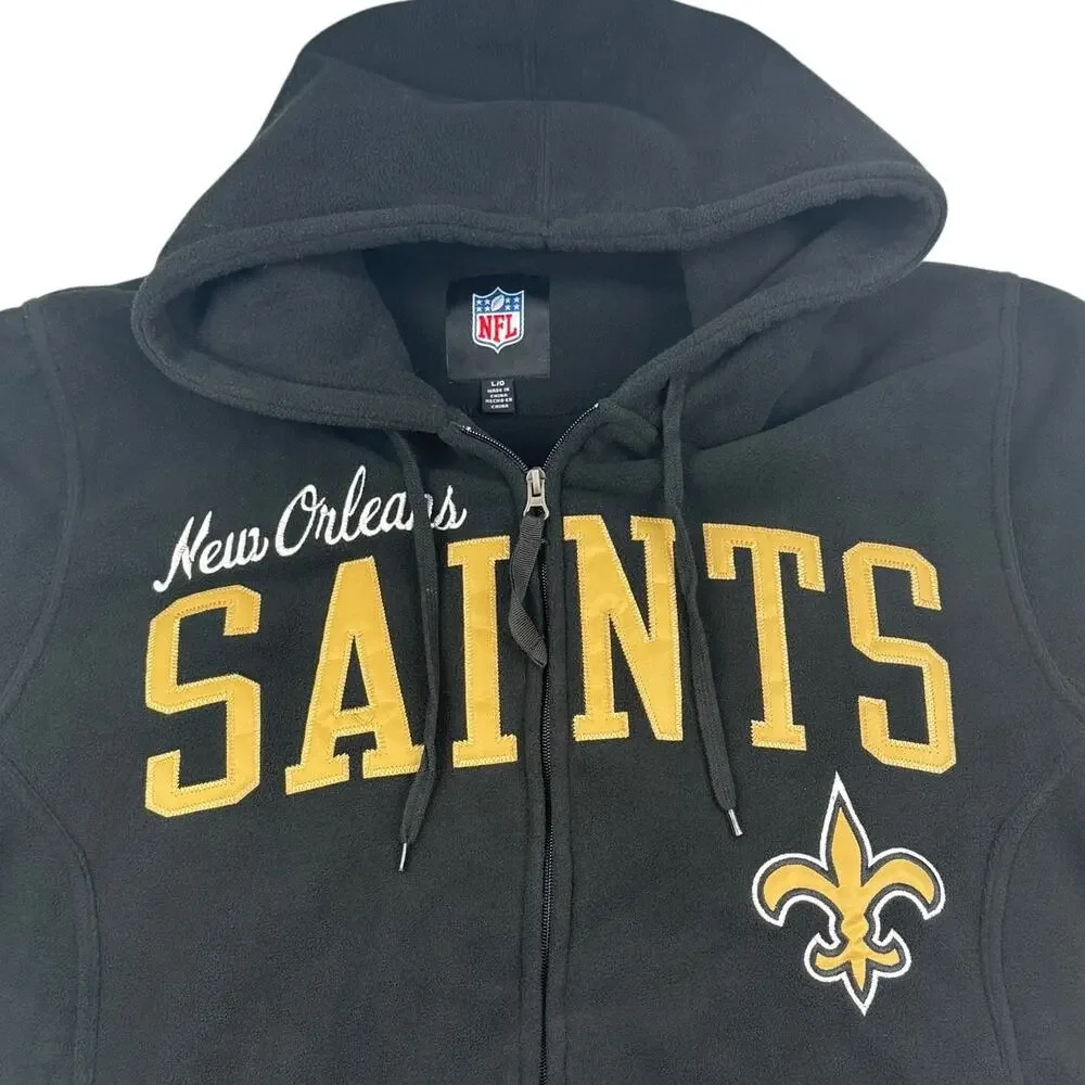 NFL Team New Orleans Saints Embroidered Fleece Full Zip Hooded Jacket Men's L